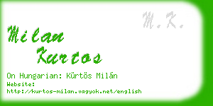 milan kurtos business card